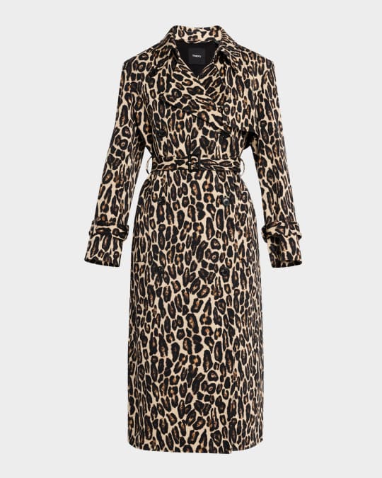 【fenon】 leopard long trench coat Saint Laurent Men's Taffeta Leopard Trench Coat | Neiman Marcus