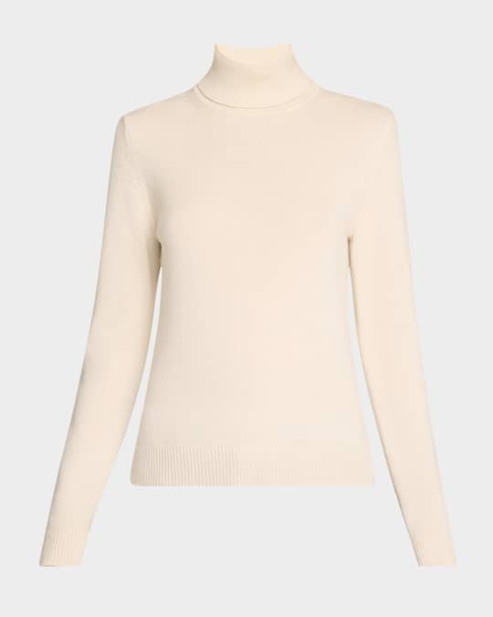 Fold-Over Long-Sleeve Cashmere Turtleneck Sweater