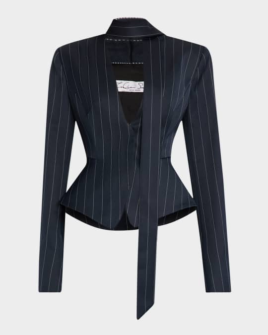 【PORTERNA】moment tie blazer Black Tailored Woven Tie Front Longline Blazer | Co-ords