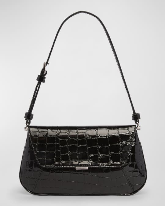 Ami Mini Frame Croc-Embossed Shoulder Bag