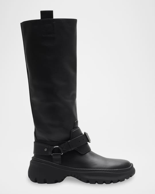 人気ショップ Boots Tall Buckled Leather Burberry | Marcus Neiman 靴