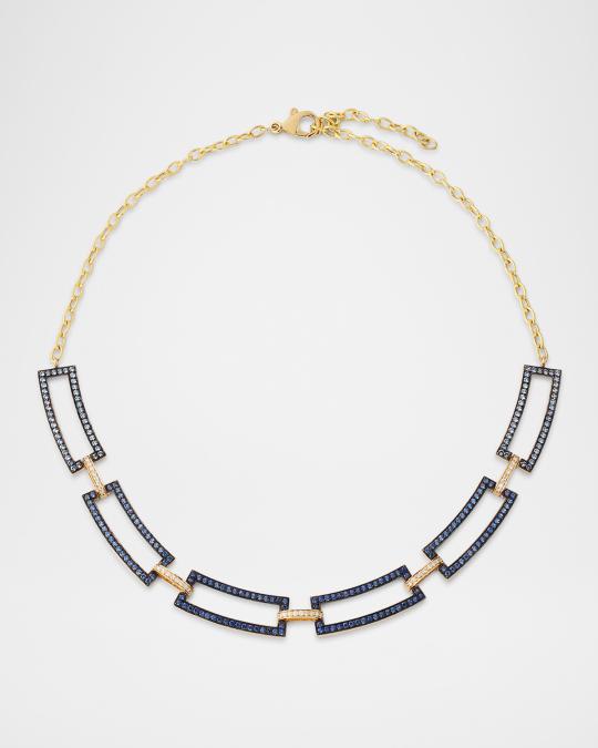 Siena Jewelry 14K Yellow Gold Gradient Blue Sapphire and Diamond Link ...