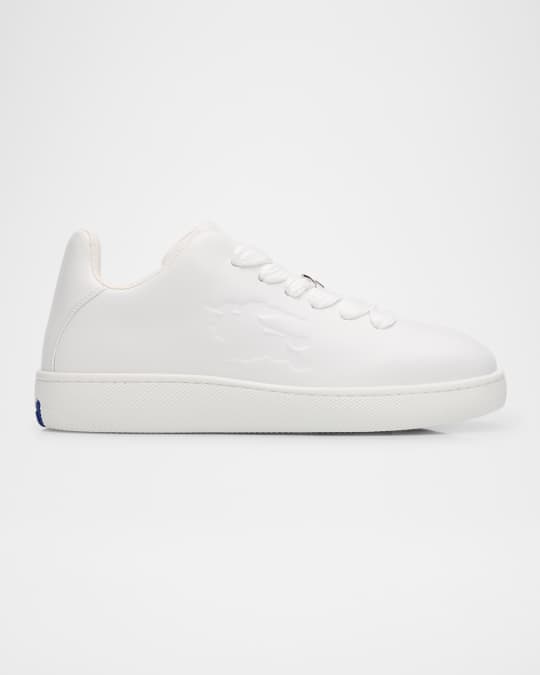 【関税&送料込】Burberry White Leather Box Sneakers Box leather sneakers in white - Burberry | Mytheresa