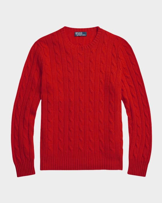 Red ralph lauren cable knit jumper shop