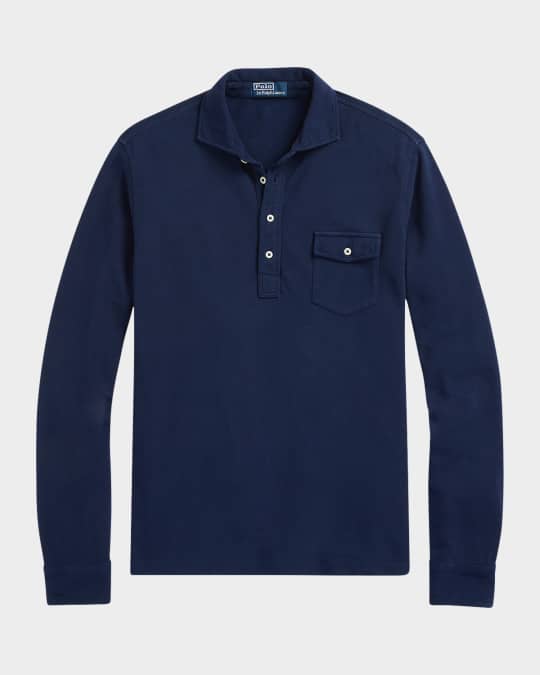 Ralph Lauren Classic Fit long sleeve button down shirt, men's size M cotton navy blue type Vintage Second Hand main image 1
