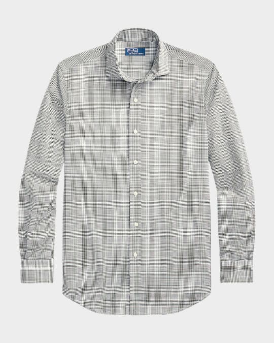 Men's Classic-Fit Glen Plaid Poplin Sport Shirt