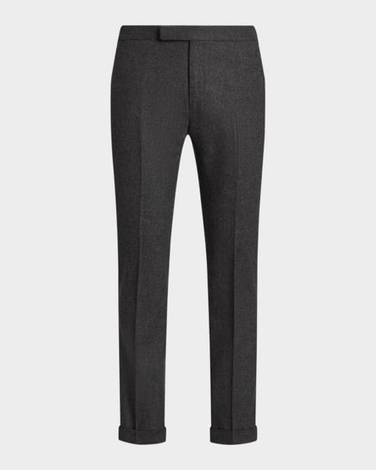 Men's Wool Flannel Flat-Front Trousers