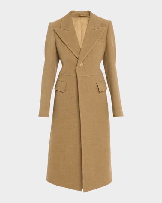 Burberry's cashmere　coat 9 beige Burberry Tailored Wool Silk Melange Coat | Neiman Marcus