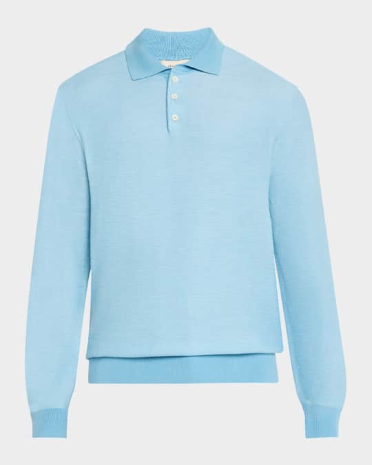 Men's Contrast-Trim Polo Sweater