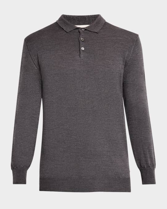 Men's Solid Polo Sweater