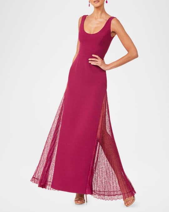 HELSI Melanie Sleeveless Lace-Inset Gown | Neiman Marcus