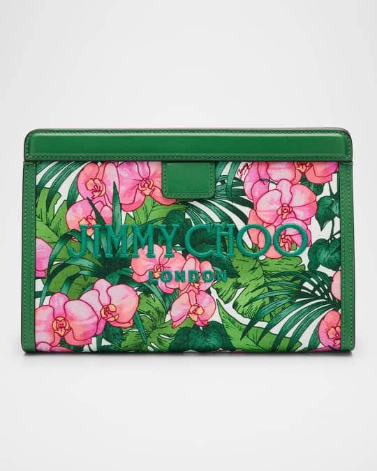 Jimmy Choo Avenue Tropical Printed Pouch Clutch Bag | Neiman