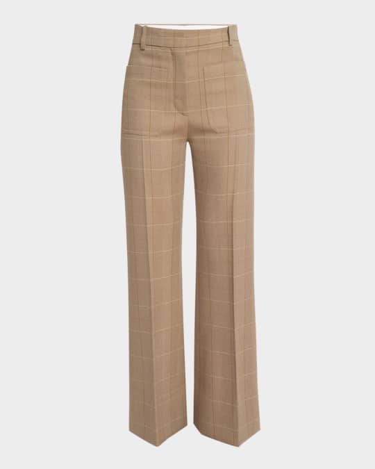 パンツ Victoria Beckham 1325WTR.005115J Trousers Side Panel wool-blend wide-leg pants in black - Victoria