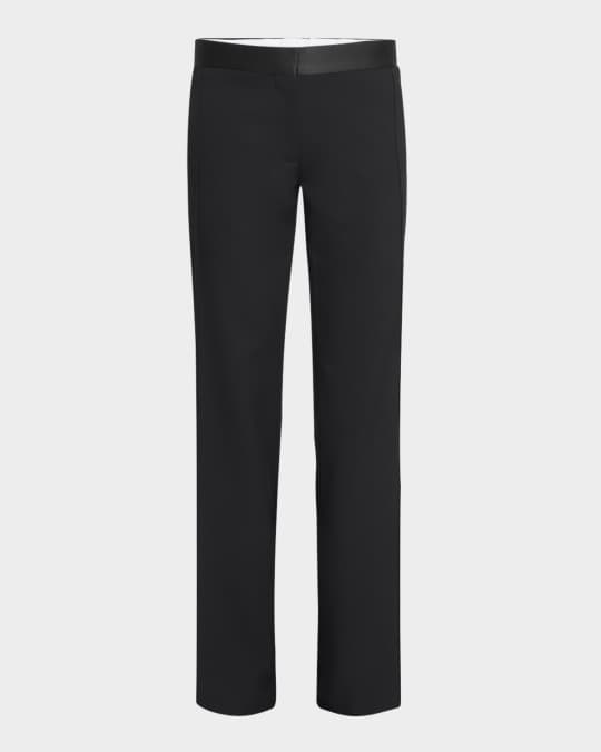 Victoria Beckham Mid-Rise Side Panel Straight-Leg Trousers