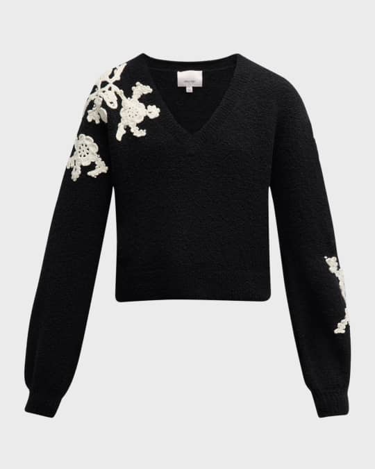 Dana Floral Crochet Wool-Blend Sweater