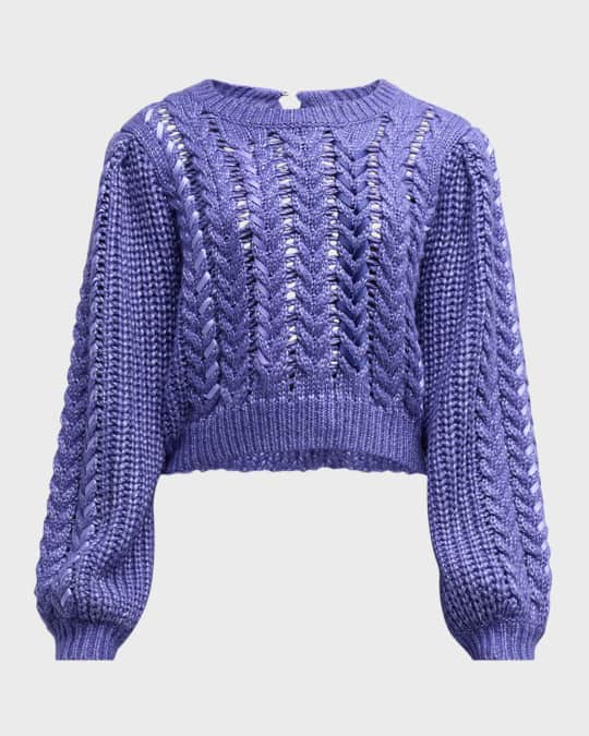 Cinq a Sept Nayara Ribbon Knit Cropped Sweater | Neiman Marcus