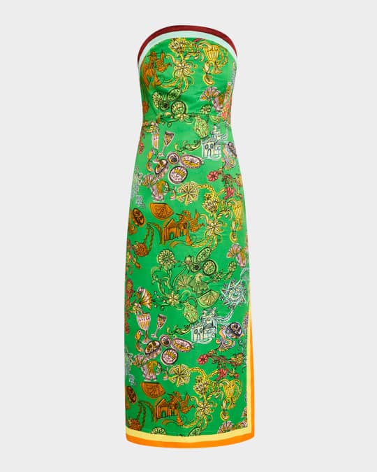 ALEMAIS Fiesta Strapless Midi Dress | Neiman Marcus