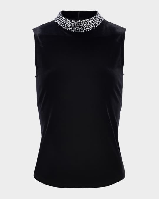 Madelyn Embellished Mock-Neck Top