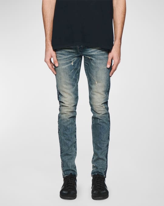 Men's Shadow-Seam Coated Skinny Jeans