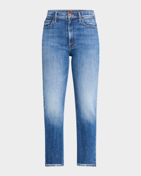 MOTHER The High-Waist Rider Ankle Step Fray Jeans | Neiman