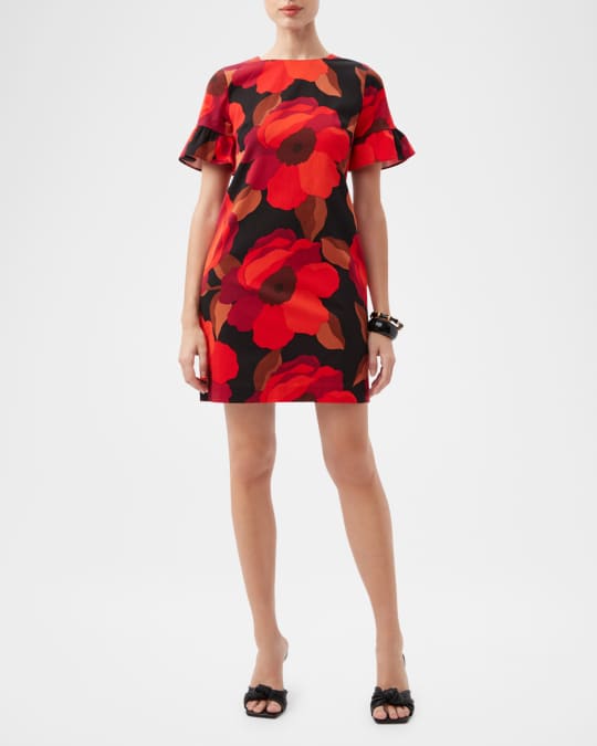 Darling Floral-Print Ruffle Mini Dress