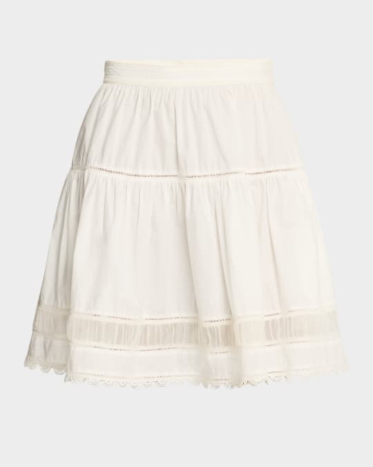 Ulla Johnson Ayla Scalloped LaceInset Cotton Mini Skirt Neiman Marcus — free download
