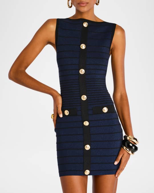 Erin Sparkly Knit Buttoned Mini Dress