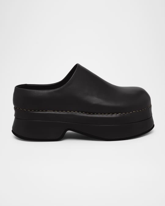 McQueen Men's Stone Leather Platform Clogs | Neiman Marcus