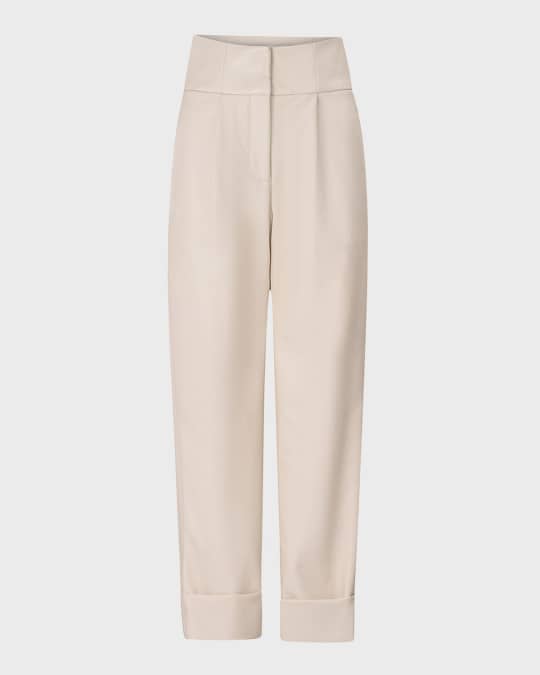 Moad Faux Leather Straight-Leg Ankle Pants