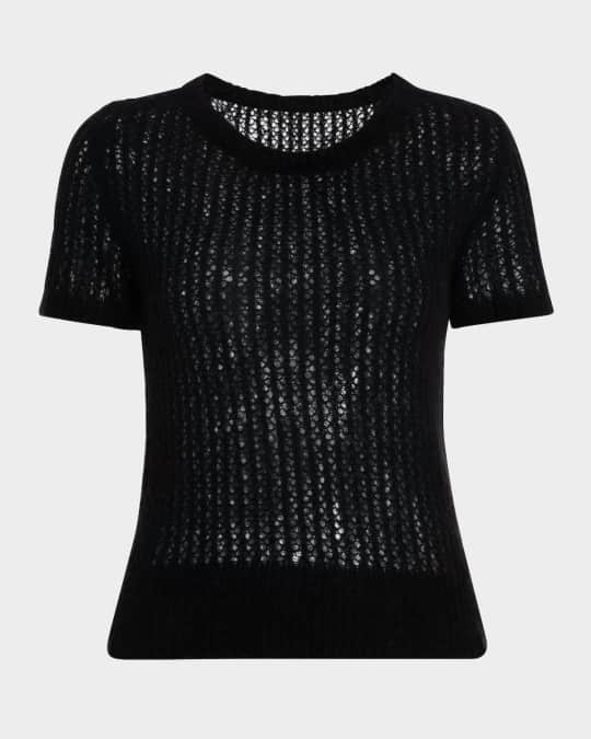 Cashmere-Silk Mesh Crewneck Sweater