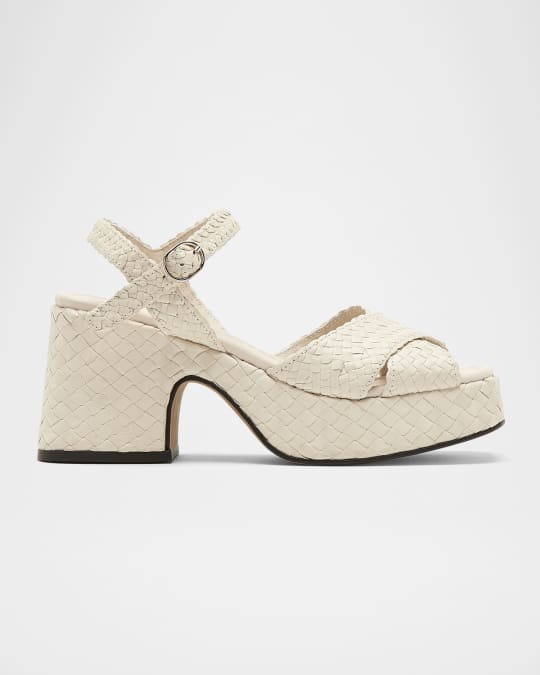 Pico Woven Leather Ankle-Strap Platform Sandals
