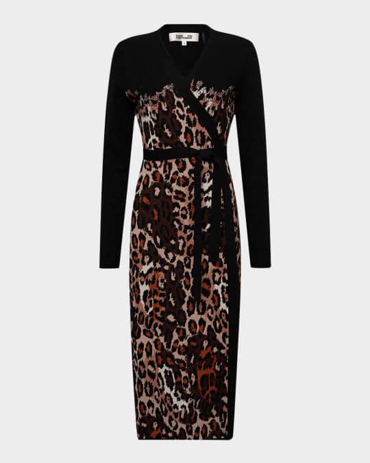 knee length dresses for ladies Angel Maternity Isabella Beige Leopard Print Maternity & Nursing Wrap Dress main image 1