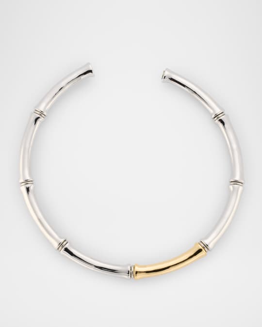 Two-Tone Bamboo Slip-On Collar Necklace, 8mm