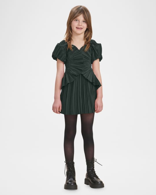 Girl's Charlique Plisse Dress, Size 4-12