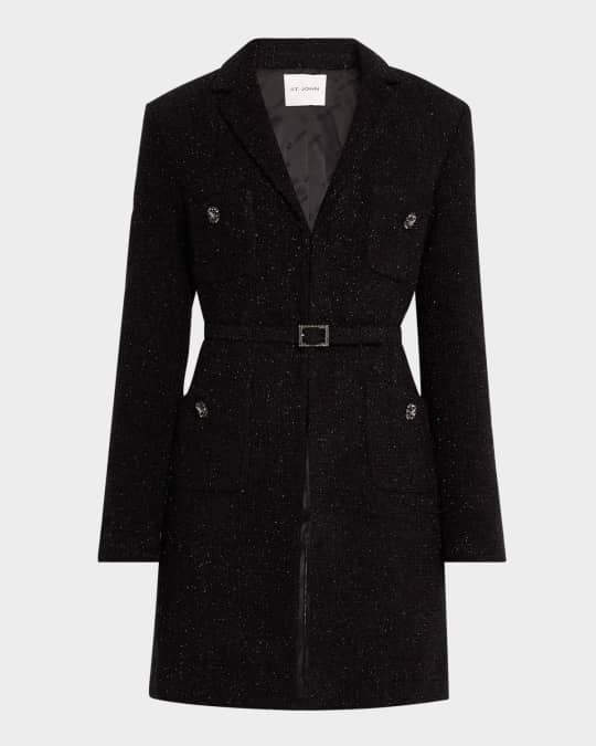 St. John Crystal Belted Sequin Boucle Stretch Jacket