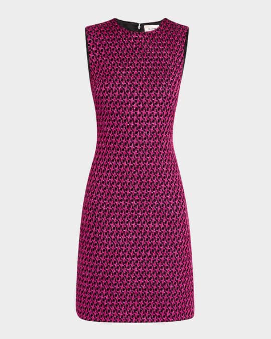 St. John Houndstooth Tweed Sleeveless Mini Dress | Neiman Marcus