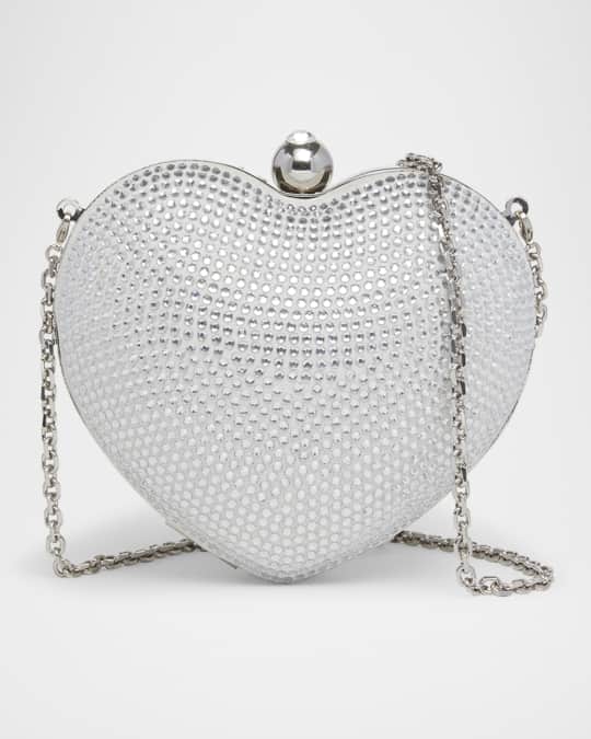 Heart Hotfix Crystal Suede Clutch Bag