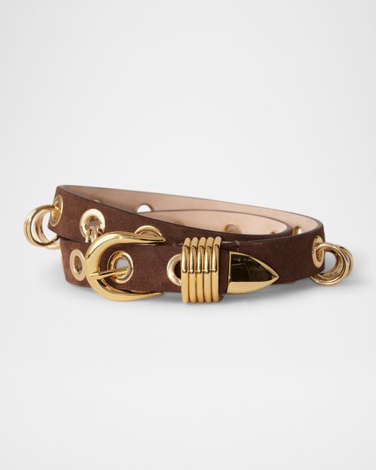 Dehanche Revenge Ring Grommet Suede Belt | Neiman Marcus display picture 1