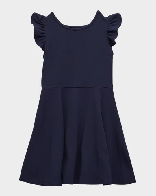 Girl's Ruffle Trim Knit Dress, Size 7-14
