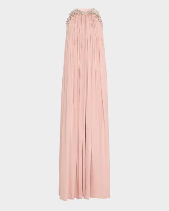 The Pearl Waterfall Embellished Silk Gown