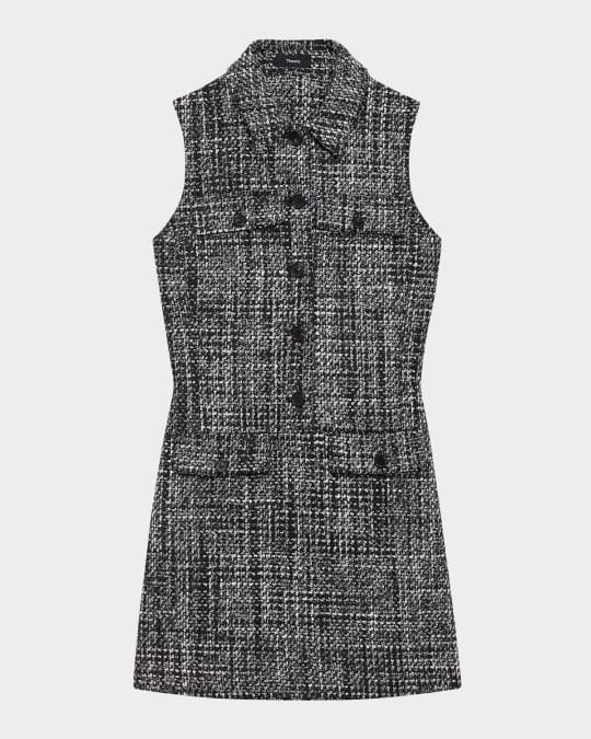 Theory Sleeveless Melange Tweed Mini Dress | Neiman Marcus