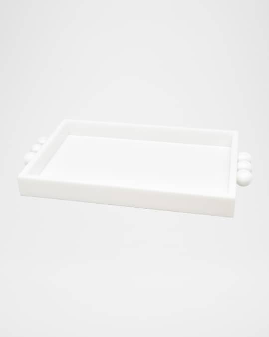 White Lucite Tray with Bubble Handles