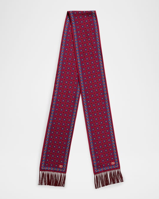 Valentino Garavani Men's Medallion VLogo Twill Scarf | Neiman Marcus