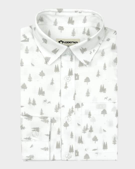 Boy's Standard Printed Button Up Shirt, Size 2-12