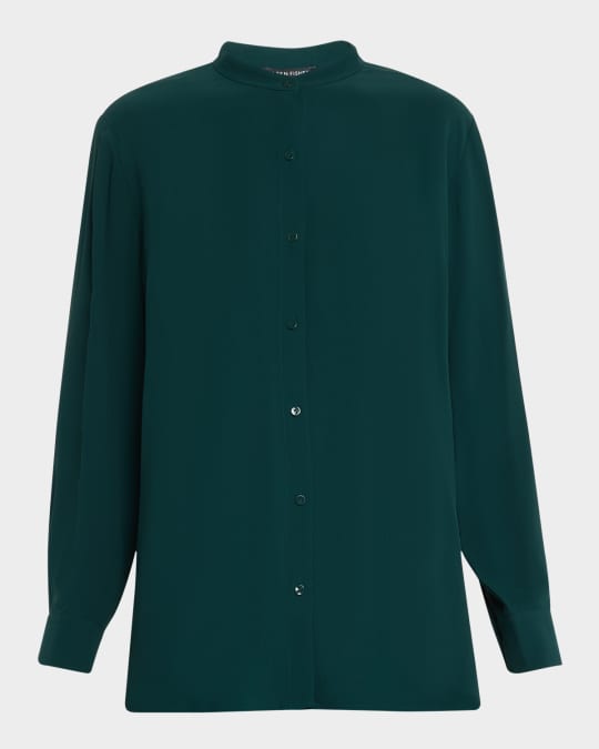 Button-Down Georgette Crepe Shirt