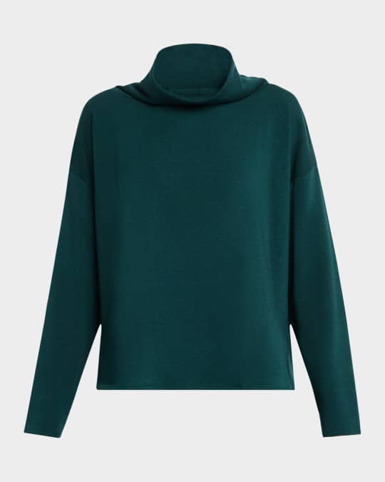 Cowl-Neck Brushed Terry Top