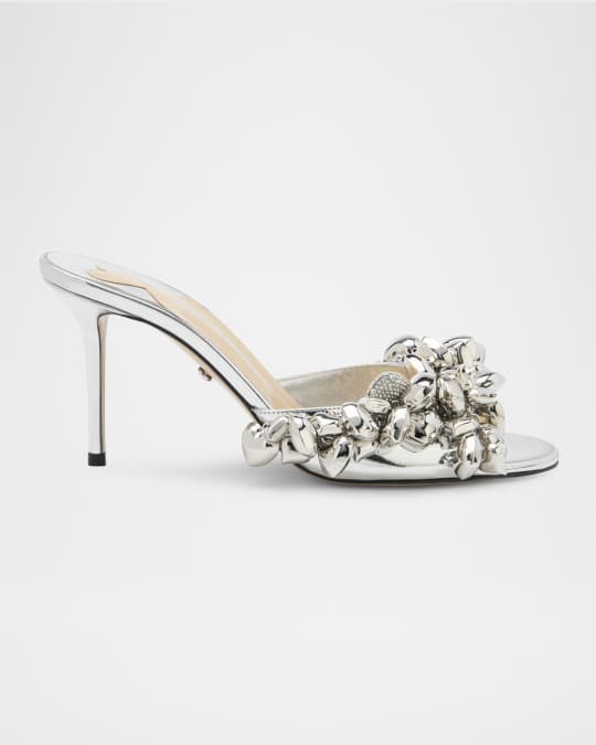 サンダル・ミュール Mach & Mach Cotton And Leather Sandals With Heart-Shaped Mach & Mach Special Heart Leather Sandals | Saks Fifth Avenue