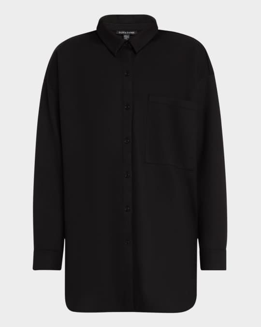 Oversized Button-Down Ponte Shirt