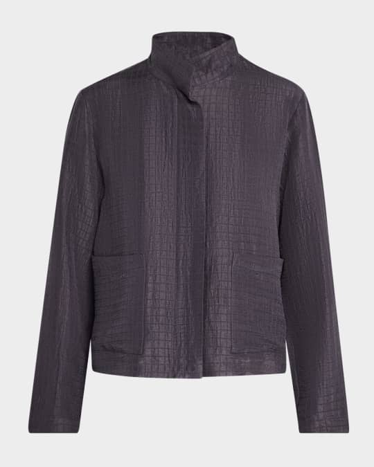 Stand-Collar Textured Jacket
