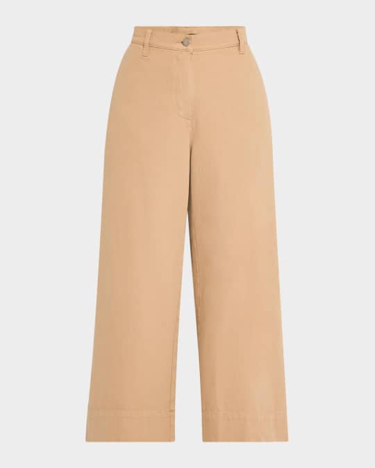 Petite Cropped Wide-Leg Organic Cotton Pants